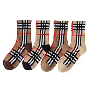 Spring/summer new plaid socks for men and women classic cotton British style