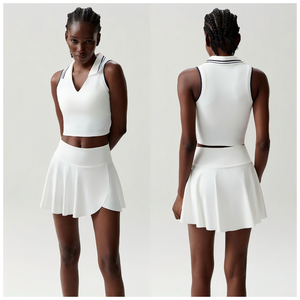 Haut de tennis pour femme à col en V avec logo avant Débardeur à séchage rapide extensible dans les 4 sens pour le yoga, la course à pied et le golf-Vêtements de sport respirants - Product Image 6