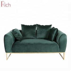Green Velvet Stainless Steel Leg Single Sofa American Style <span class=keywords><strong>Classic</strong></span> Fabric Sofa Furniture for Living Room - Product Image 3