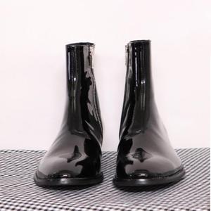 Botas <span class=keywords><strong>Chelsea</strong></span> de Cuero con Diseño Personalizado, Parte Superior de Cuero Lacado, Cierre de Cremallera, Botas de Invierno para Hombre, Resistentes y de Cuero Genuino - Product Image 5