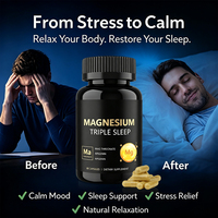 Complément alimentaire à marque privée de L-thréonate de magnésium en capsules OEM pour adultes, triple effet : sommeil, soutien osseux et articulaire, L-théanine, acacétine