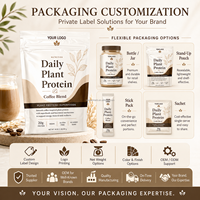 Mélange de café protéiné végétal en poudre Marque Blanche, Super-aliment végétalien, Emballage personnalisé, Fournisseur en gros