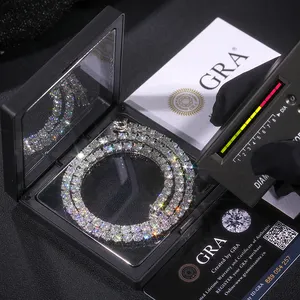 Ювелирные украшения в стиле «хип-хоп» 925 стерлингового серебра VVS синтетический бриллиант кластера льдом Теннисный браслет-цепочка подойдет в качестве подарка как для мужчин, так и для женщин