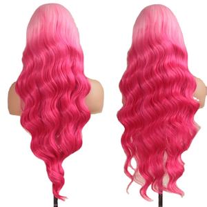 Onda del corpo bianco rosa sintetico Pre pizzicato con i capelli del bambino trasparente svizzero capelli di pizzo parrucche anteriori per donna e ragazza - Product Image 2