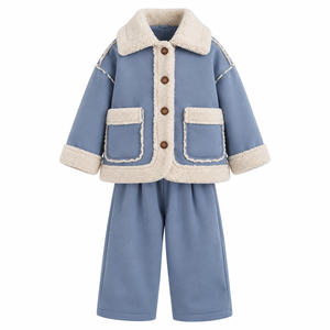 Vêtements pour enfants, veste en polaire pour garçons pour l'hiver, manteau en polaire à boutons pour enfants de petite et moyenne taille - Product Image 1