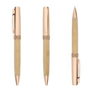 Nouveauté - Stylo à bille en bambou recyclé - Acier inoxydable - Stylos à bille métalliques de haute qualité avec logo personnalisé - Product Image 4
