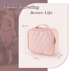 Leather Fashion Travel Makeup Bag with Zipper Closure Portable Artist Storage with Makeup Brushes Holder Zipper Pouch - Product Image 6