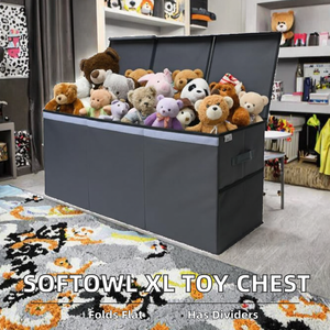 Boîte de rangement pliable pour jouets en tissu à 3 compartiments, grande capacité, bac de rangement divisé pour la chambre d'enfant, <span class=keywords><strong>coffre</strong></span> à jouets personnalisé à 3 sections - Product Image 2