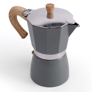 3/6 Espresso-Tassen Aluminium Espressokocher Moka-Kanne mit Holzmaserung-Griff - Product Image 4