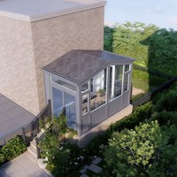 Véranda en aluminium sur mesure avec toit en pignon, porte coulissante, verre trempé, serre préfabriquée, jardin d'hiver, toit triangulaire
