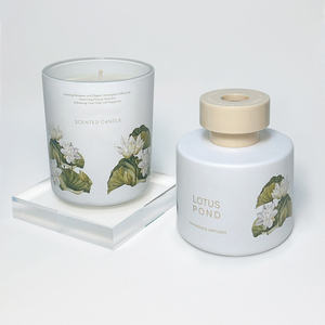 Modern Style <b>Cylinder</b> <b>Glass</b> and Plastic High Quality Custom White Lotus Diffuser Set for Gift - Product Image 4