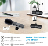 Microphone de conférence sans fil Lavalier, enregistrement audio et vidéo portable, mini-micro avec suppression du bruit, lumières LED pour iPhone et Android