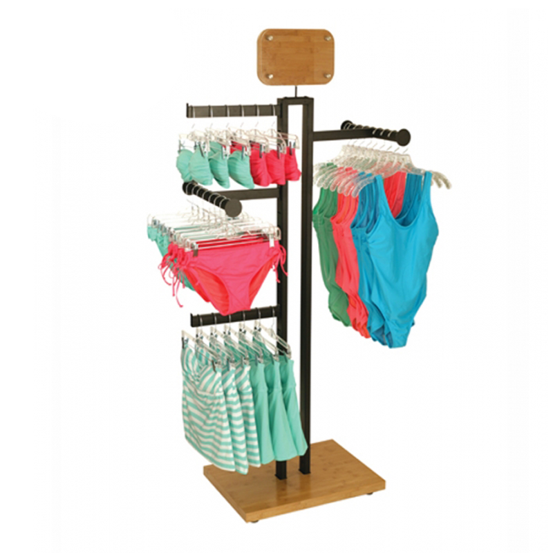 Apache Customizable Light Duty Double-Sided Wooden Floorstanding Underwear Display Rack for Supermarkets — view 2