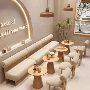 طاولة مقاهي ومتاجر للمطاعم بطراز wabi-Sabi بتصميم جديد مع كراسي أريكة خشبية للترفيه