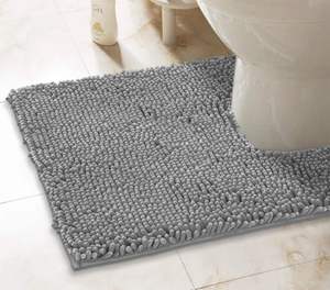 Tapis de bain gris clair Tapis profilé en forme de <span class=keywords><strong>U</strong></span> pour les toilettes, tapis de bain Shaggy <span class=keywords><strong>super</strong></span> absorbant. Lavage et séchage en <span class=keywords><strong>machine</strong></span> facile - Product Image 6