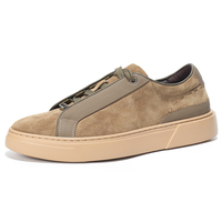 Baskets plateforme en cuir suédé pour hommes, style minimaliste, décontractées, avec bordure texturée, lacets cachés, boucle métallique, logo personnalisé, OEM