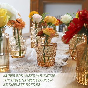 Ensemble de Vases à bourgeons en verre, petits Vases à bourgeons ambrés en vrac, Mini bouteilles décoratives Vintage, centre de table Floral moderne pour fleurs de mariage - Product Image 4