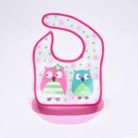 Bavoir pour bébé en tissu doux de dessin animé, bavoir pour nourrissons, attrape-nourriture, imprimé avec de jolies images, en matériau EVA, lavable, écologique