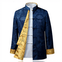 Vente en gros à faible MOQ – Nouveauté 2025 – Costume Tang pour homme du Nouvel An chinois – Chemise Tang traditionnelle chinoise Kung Fu Dragon en polyester à manches longues classique