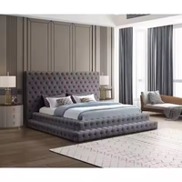 Meubles de chambre design moderne de luxe Docarelife rembourrés en velours tissu extra doux chambre en bois lit Queen Size King Size