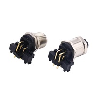 Conector de montaje PCB para sensor de automatización, M12, 5 pines, ángulo de Bcode