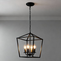 Amerikanischer Stil Gold-Schwarz Käfig Messing Kronleuchter Pendelleuchte E26 Großhandel Hängelampe Elegantes Laternen-Design für Wohnraumdekoration