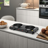 Cuisinière électrique portable 2 brûleurs, élément chauffant à bobine, petite cuisinière de cuisine, allumeur électrique à courant continu