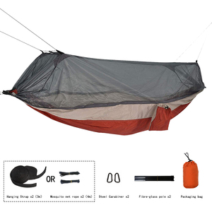 Hamaca para acampar al aire libre portátil de nailon 2020 con doble árbol plegable con mosquitera - Product Image 4