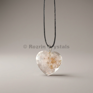 Pendentif en cristal en forme de cœur avec paillettes dorées, fait main, thème amour, cristaux Rozrin polis, cadeau de mariage, bijoux - Product Image 3