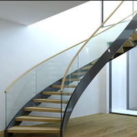 Langlebige Premium Maßgefertigte Geschwungene Freischwebende Treppe mit Massivholzstufen