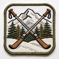 Patch brodé thermocollant Ski Montagne, Applique Hiver Extérieur pour Vêtements Sacs Chapeaux DIY Personnalisé Faible MOQ Expédition Rapide