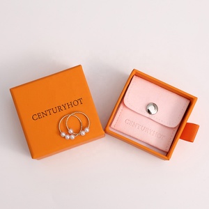 Custom Logo Personalized Orange Sliding <b>Drawer</b> Jewelry Box Cardboard Packaging for Bracelet Necklace Earrings 6x6x3.5cm - Product Image 4
