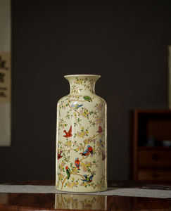 आधुनिक विलासिता nordic रेट्रो सिरेमिक <span class=keywords><strong>vase</strong></span> आइस क्रैक पीले कला डेको शैली के कार्यात्मक टेबलटॉप स्टोरेज जार गृह सजावट सामान - Product Image 3