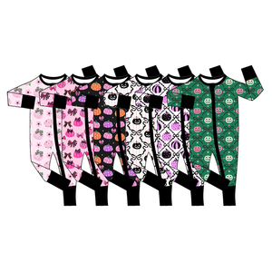 Conjuntos de otoño personalizados para bebés niñas con diseño de calabaza, pelele con cremallera, venta al por mayor, ropa a juego para hermanas de Halloween, ropa de fábrica para boutiques - Product Image 3