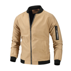 RUIQUWIN, abrigo OEM para hombre, chaqueta holgada de primavera y otoño, abrigo largo de lona con cuello levantado, chaqueta Bomber de Color sólido - Product Image 3