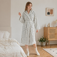 Nouvelle robe de chambre tendance en jacquard teint en fil, pyjama 100 % coton, peignoir rayé en coton éponge couleur personnalisée pour femmes et hommes