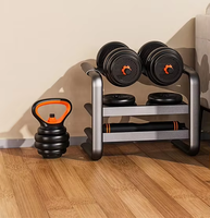 Ensemble d'haltères 6-en-1 réglable multifonctionnel, barre d'haltères, kettlebell, haltères