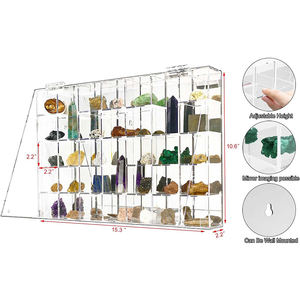 Armoire de rangement <span class=keywords><strong>murale</strong></span> ou de bureau transparente réglable pour 35 compartiments, idéale pour les objets de collection, figurines et collections de pierres. - Product Image 3