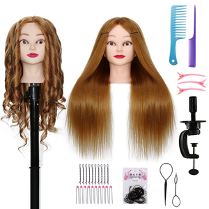 Mannequin <span class=keywords><strong>Head</strong></span> 22 Inch Ấn Độ Không-Remy Tóc Con Người Tay Gắn Tóc Giả Trang Điểm Thẩm Mỹ Tạo Kiểu Tóc Đào Tạo Thực Hành Bện Giả - Product Image 1