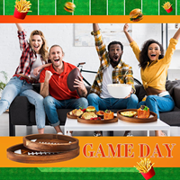 Plateau en bois en forme de ballon de football, 3 tailles, ensemble de plateaux de service avec rebord surélevé pour les fêtes, les barbecues et les apéritifs