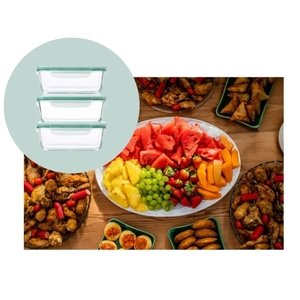 ภาชนะแก้วบอโรซิลิเกตขนาด 16x5 ซม. พร้อมฝาปิดสุญญากาศ ซิลิโคนกันรั่ว ชุดเก็บอาหาร 3 ชิ้น - Product Image 6