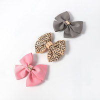 Barrette à cheveux en tissu avec nœud, imprimé léopard, couleur unie rose, gris rayé, pince à ressort, accessoires pour cheveux pour femmes, pour le quotidien et les fêtes