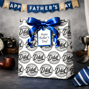 Original design 5-meter digital printed black and <b>white</b> gift <b>wrapping</b> <b>paper</b> for Father's Day - Product Image 4