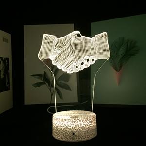 Sevgililer Günü Hediyesi Gece Lambası Oda Dekorasyonu Işıkları Akrilik El Sıkıştırmalı Beyaz 3D Akrilik Gece Lambası Fabrika Toptan Satış Dropship - Product Image 5