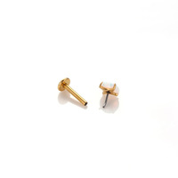 Piercing labret en titane opale blanche sans filetage à dos plat pour cartilage, tragus, lèvre, idéal pour un cadeau