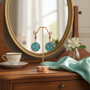 Boucles d'oreilles à Clip plaqué or Rose pour femme, bijoux auriculaires féminins à enfiler, vente en gros, couleur Turquoise, argent Sterling - Product Image 3