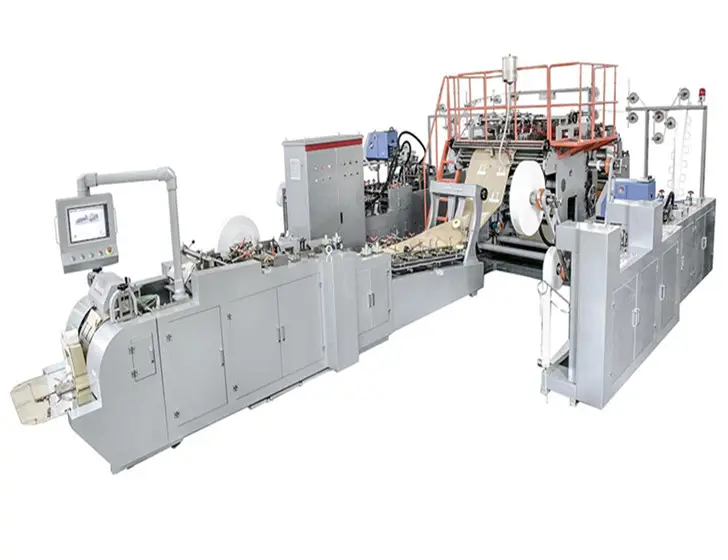 WFD-430 Fully Automatic Roll Fed machine making packing paper bags with Twisted & Flat Handle Bag Bottom Width 80-200mm