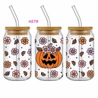 Transferts UV DTF pour gobelets 16oz, autocollants UV DTF pour gobelets, motifs Halloween, autocollants personnalisés imperméables, autocollants UV DTF pour tasses