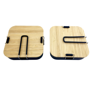 Box Outdoor Camping Picnic With Handle Bamboo Lid Aluminum Lunch Box Non-stick Coating Multi-purpose Portable Lunch Box