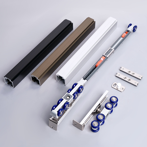 Kit de quincaillerie pour porte coulissante avec amortisseur bidirectionnel silencieux anti-pincement pour cuisine, placard, armoire - Product Image 3